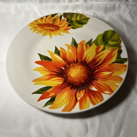 Royal Norfolk‎ Sunflower Dinner Plate Set 2 Orange - Picture 2 of 5